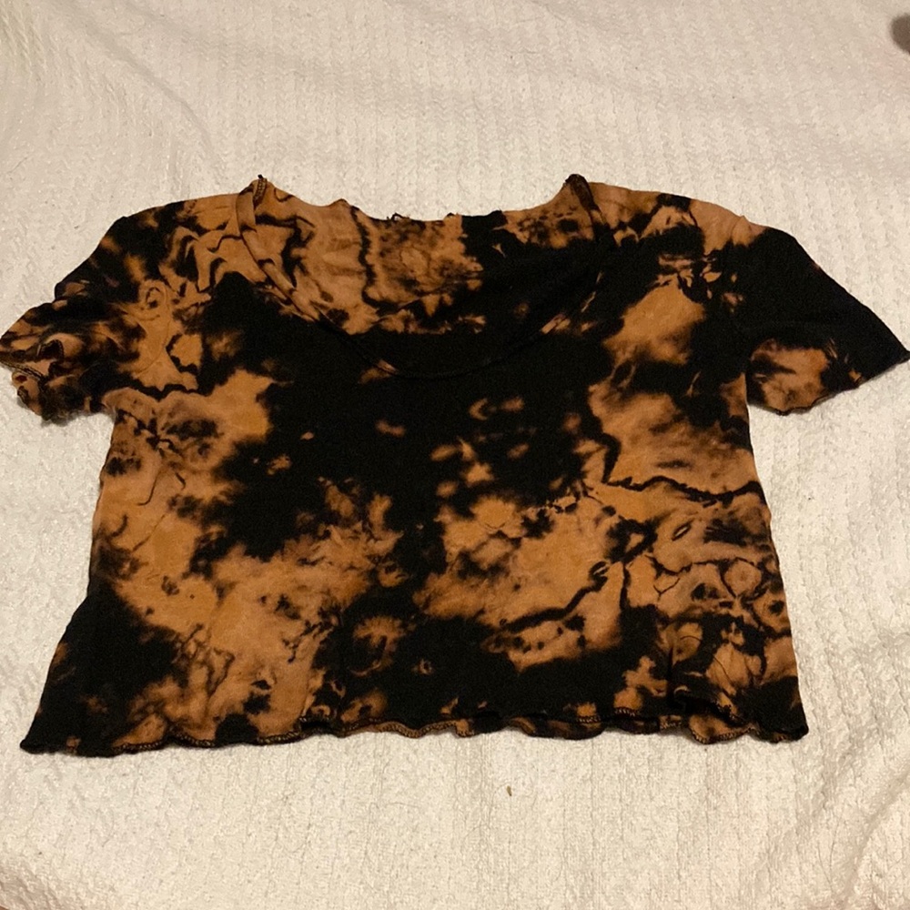 Tie-Dye Black and Brown Women's Crop Top M